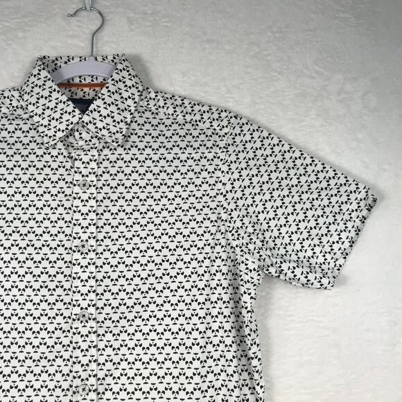 Monument Shirt Mens Small Black White Buttons All Over Print Halloween Pumpkin - Picture 2 of 9